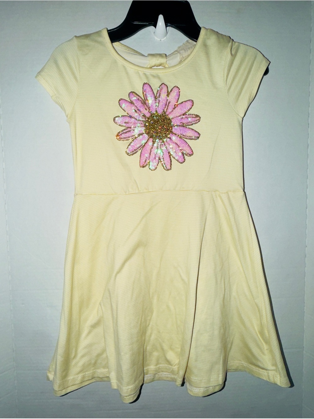 btween Cream Dress with Pink Sequin Daisy